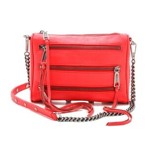 Rebecca Minkoff Red Leather 5 Zip Crossbody Mini MAC Bag With Dustbag